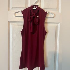 Express Women’s Burgundy Tie-Neck Blouse. Size XS - NWT